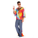 70S Hippie Costume Gray Full Set for Adult Men Carnival Halloween Cosplay Costume