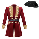Cosplay Costume Colonial Military Uniform Coat Hat Set Red Men Halloween Carnival Party Outfits