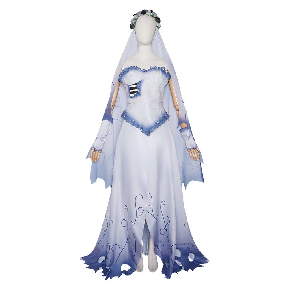 Cosplay Costume Emily Corpse Bride Wedding Dress White Halloween Carnival Party Outfits