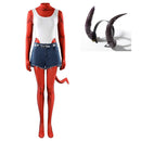 Cosplay Costume Malevola Dispatch Bodysuit Top Pants Set Red Women Halloween Carnival Party Outfits