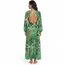 Cosplay Costume Allie Hayes Off Campus (2026) Deep V Printed Dress Green Women Halloween Carnival Party Outfits