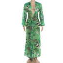 Cosplay Costume Allie Hayes Off Campus (2026) Deep V Printed Dress Green Women Halloween Carnival Party Outfits