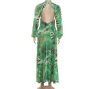 Cosplay Costume Allie Hayes Off Campus (2026) Deep V Printed Dress Green Women Halloween Carnival Party Outfits