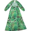 Cosplay Costume Allie Hayes Off Campus (2026) Deep V Printed Dress Green Women Halloween Carnival Party Outfits