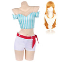 Cosplay Costume Nami OP Heroines Top Pants Set Blue Women Halloween Carnival Party Outfits