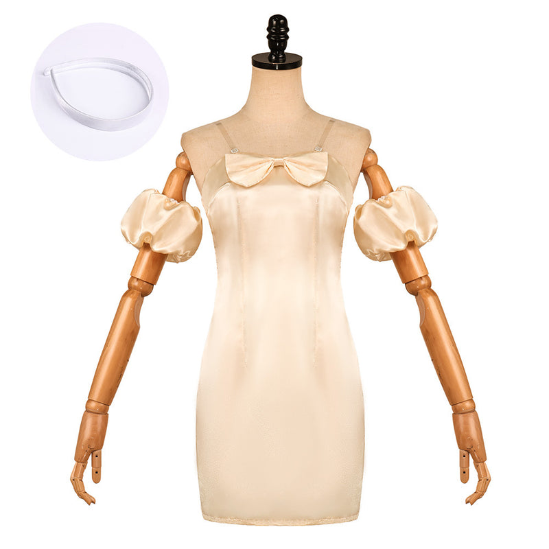 Cosplay Costume Sua Alien Stage Puff Sleeves Slim Dress White Women Halloween Carnival Party Outfits