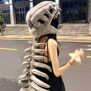 Skeleton Dinosaur Costume For Adult Kids Plush 3D Spine Hood Halloween Carnival Party Outfits
