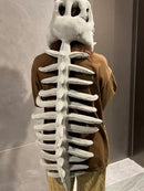 Skeleton Dinosaur Costume For Adult Kids Plush 3D Spine Hood Halloween Carnival Party Outfits