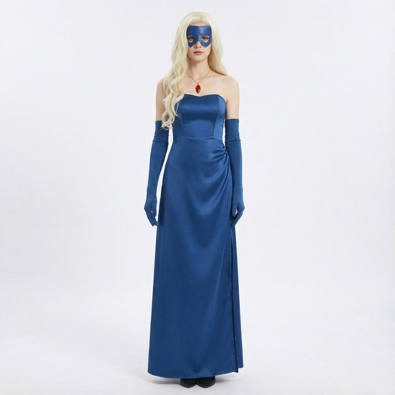 blue blazer dress outfit Dispatch Blonde Blazer Mandy Blue Gown Outfit Women Halloween Carnival  Party Cosplay Costume