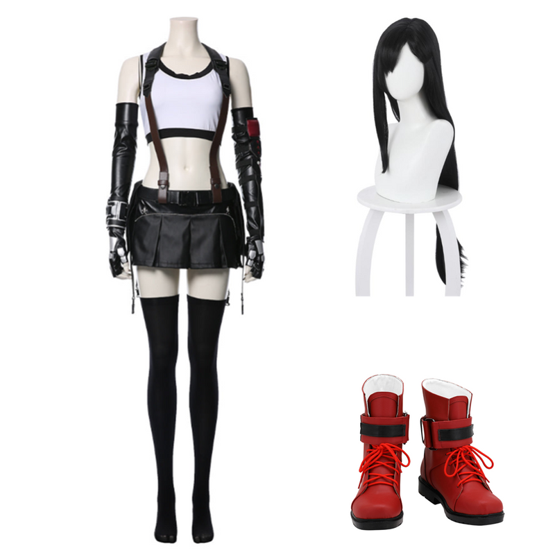 FF VII FF7 Remake Tifa Lockhart Cosplay Costume Full Set Costume Outfits FF VII FF7 Remake Tifa Lockhart Cosplay Costume Full Set Costume Outfits