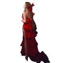 FF VII Remake Aerith Aeris Gainsborough Red Party Dress Halloween Cosplay Costume