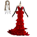 FF VII Remake Aerith Aeris Gainsborough Red Party Dress Halloween Cosplay Costume