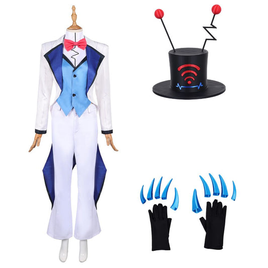 Hazbin Hotel 2025 Season 2 Vox Women White Tailcoat Tuxedo Fullset Outfit Carnival Halloween Cosplay Costume