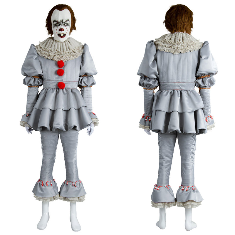 IT Movie Pennywise The Clown Outfit Suit Halloween Cosplay Costume for Males Females