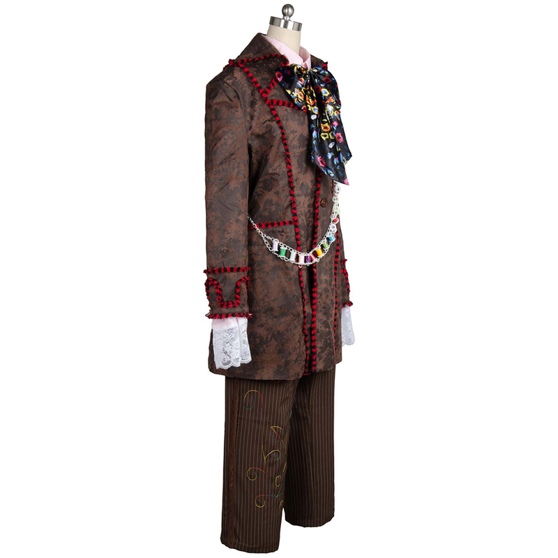 Johnny Depp Jacket Pants Tie 6 pcs Mad Hatter Outfits Cosplay Costume Halloween Suit