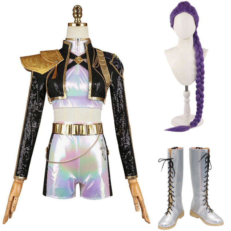 Costume Demon Hunter Rumii Per Bambine - Set 5 Pezzi (Giacca, Canotta, Shorts, Collana), Per Feste, Halloween, Spettacoli