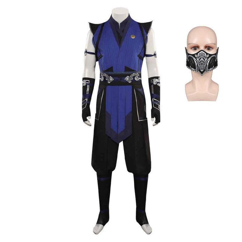 Mortal Kombat Sub-Zero Blue Top Pants Mask Full Outfits Party Carnival Halloween Cosplay Costume