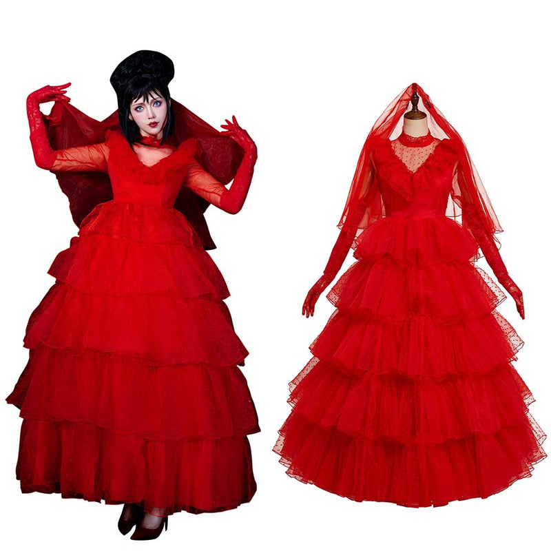 Beetlejuice 2024 Lydia Deetz / Beetlejuice Cosplay Costume Red Wedding Outfits Halloween Carnival Suit Beetlejuice 2024 Lydia Deetz / Beetlejuice Cosplay Costume Red Wedding Outfits Halloween Carnival Suit