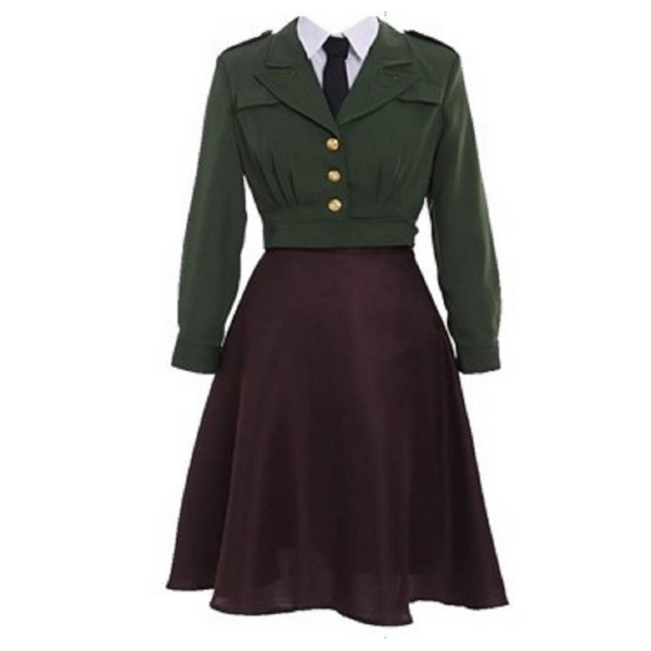 Captain America: The First Avenger Margaret Peggy Carter Green Agent Suit Cosplay Costume