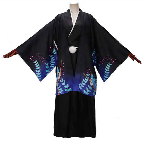 Ryunosuke Akutagawa Black Kimono Party Carnival Halloween Cosplay Costume