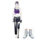 OW Ashe Women Purple Outfit With Hat Carnival Halloween Cosplay Costume