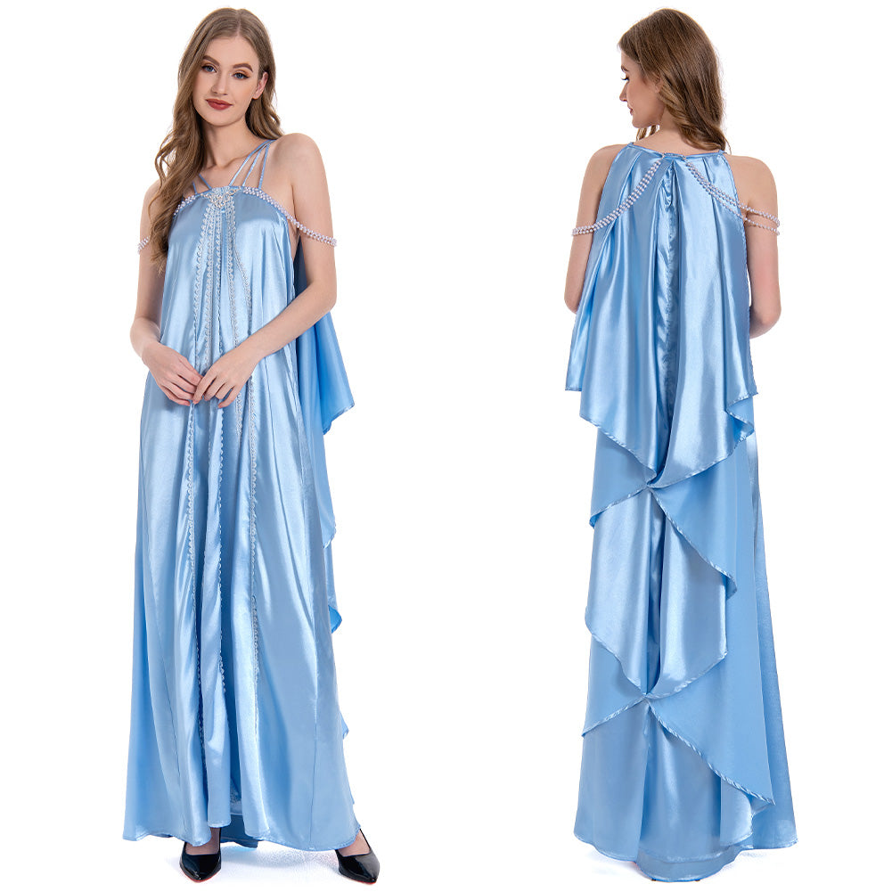 Padme Amidala Women Blue Nightgown Sleepwear Dress Carnival Halloween