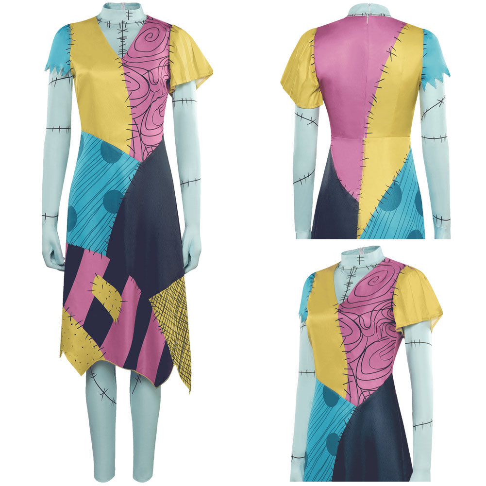 The Nightmare Before Christmas Sally Dress Outfits Party Carnival Hall