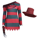A Nightmare On Elm Street Freddy Krueger Horror Girl Women Fullset Outfits Halloween Carnival Party Cosplay Costume