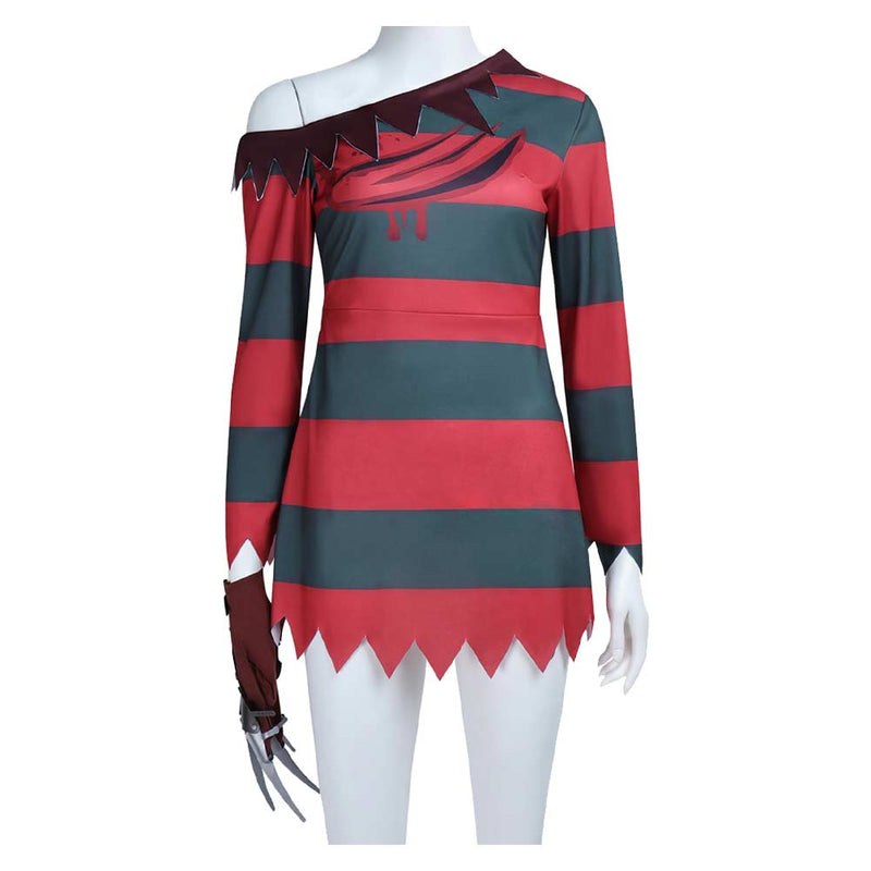 A Nightmare On Elm Street Freddy Krueger Horror Girl Women Fullset Outfits Halloween Carnival Party Cosplay Costume