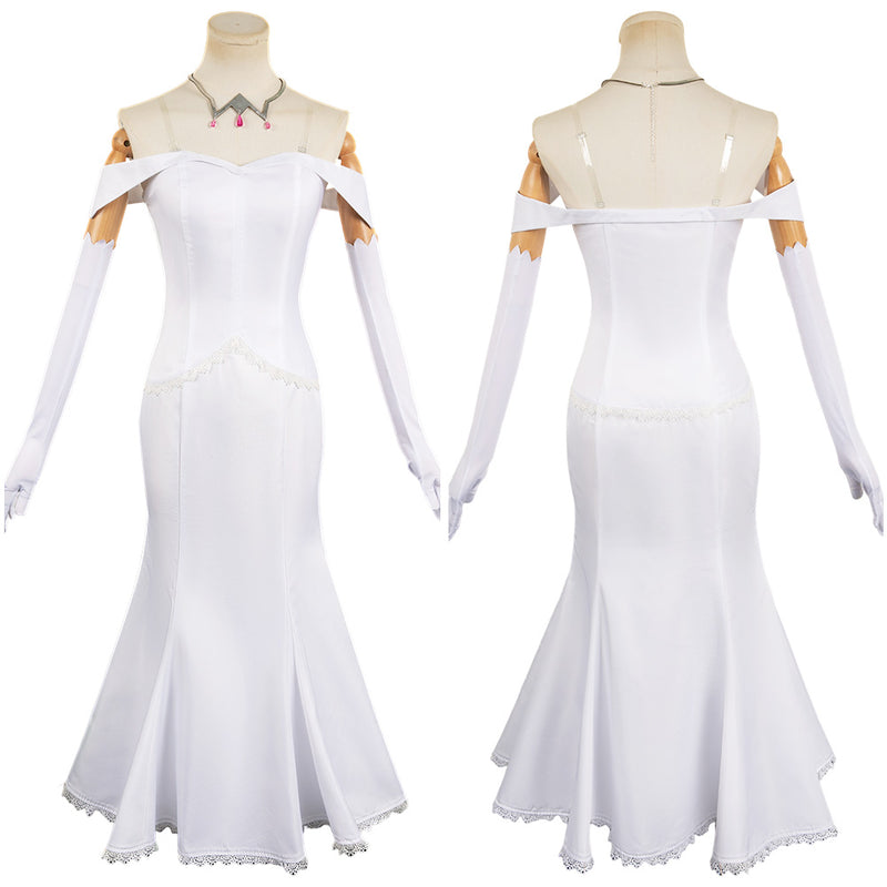 white dress costumes Mary Poppins Cosplay Costume with Hat and Gloves The waist cinches in and then the bottom half comes to a point in both the front and back Star Wars Princess Leia Organa
