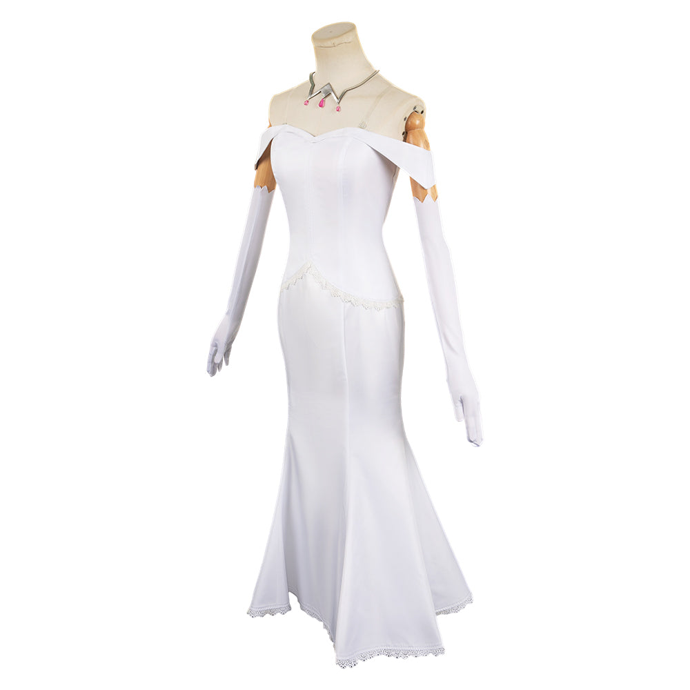costumes with a white dress Emilia Women White Dress Party Carnival Halloween Cosplay Costume