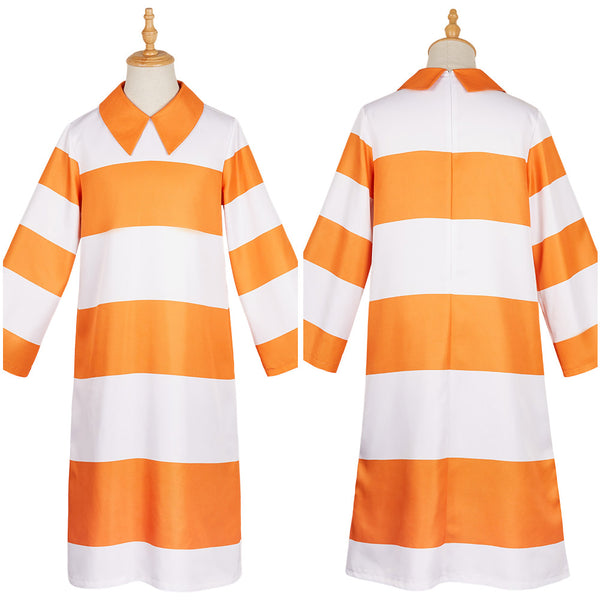 Anxiety Orange Striped Dress Outfit Carnival Halloween Cosplay Costume