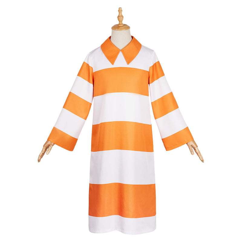 Anxiety Orange Striped Dress Outfit Carnival Halloween Cosplay Costume