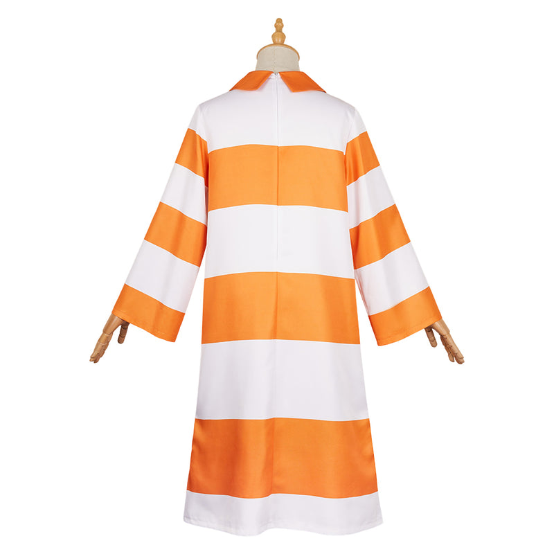 Anxiety Orange Striped Dress Outfit Carnival Halloween Cosplay Costume