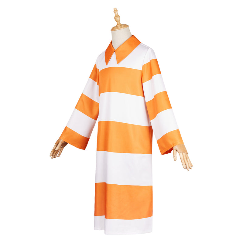 Anxiety Orange Striped Dress Outfit Carnival Halloween Cosplay Costume