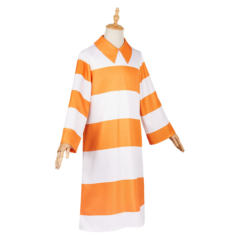 Anxiety Orange Striped Dress Outfit Carnival Halloween Cosplay Costume