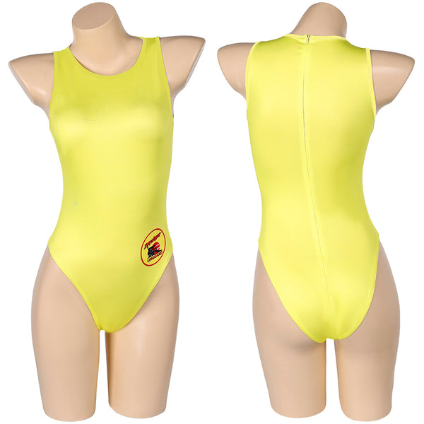 Baywatch TV Women Yellow One-piece Swimsuit Party Carnival Halloween Cosplay Costume