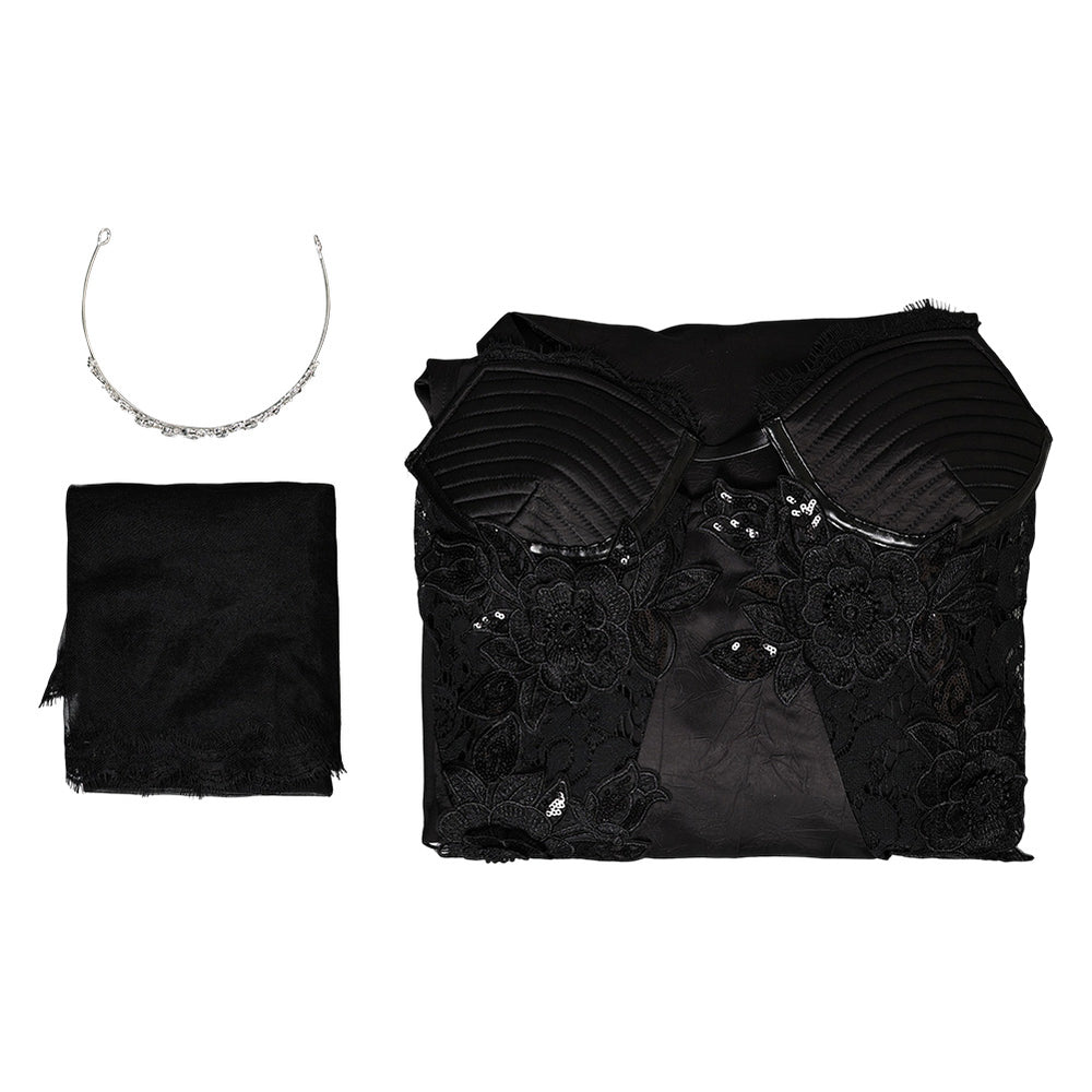 Beetlejuice 2024 Astrid Deetz Women Black Wedding Dress Party Carnival Halloween Cosplay Costume Beetlejuice 2024 Astrid Deetz Women Black Wedding Dress Party Carnival Halloween Cosplay Costume