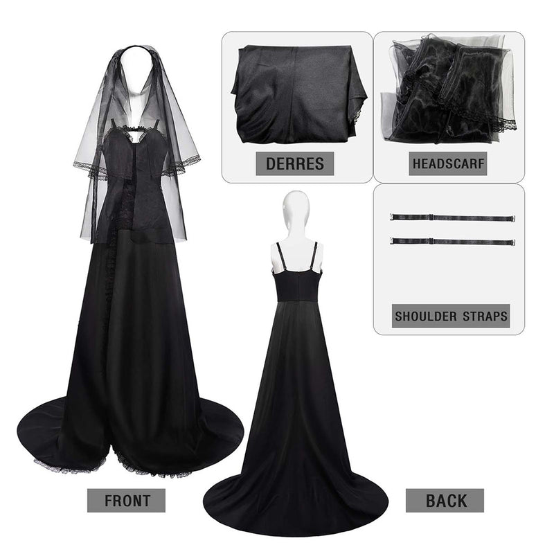 Beetlejuice 2024 Movie Astrid Deetz Women Gothic Black Dress Party Carnival Halloween Cosplay Costume