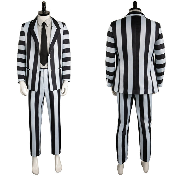 Beetlejuice 2024 Movie Beetlejuice Archmage White And Black Striped Suit Cosplay Costume