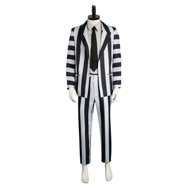 Beetlejuice 2024 Movie Beetlejuice Archmage White And Black Striped Suit Cosplay Costume