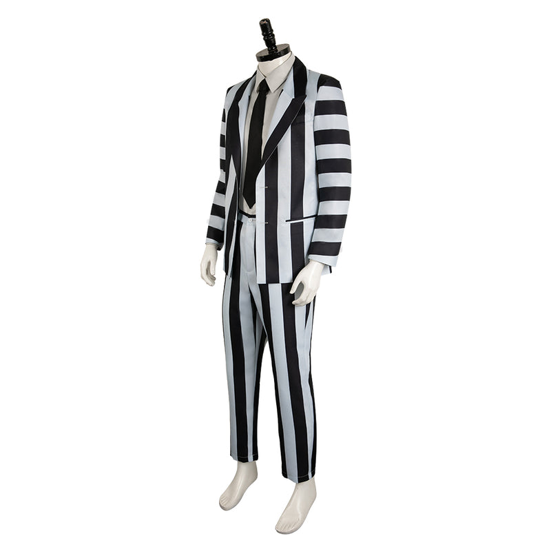 Beetlejuice 2024 Movie Beetlejuice Archmage White And Black Striped Suit Cosplay Costume