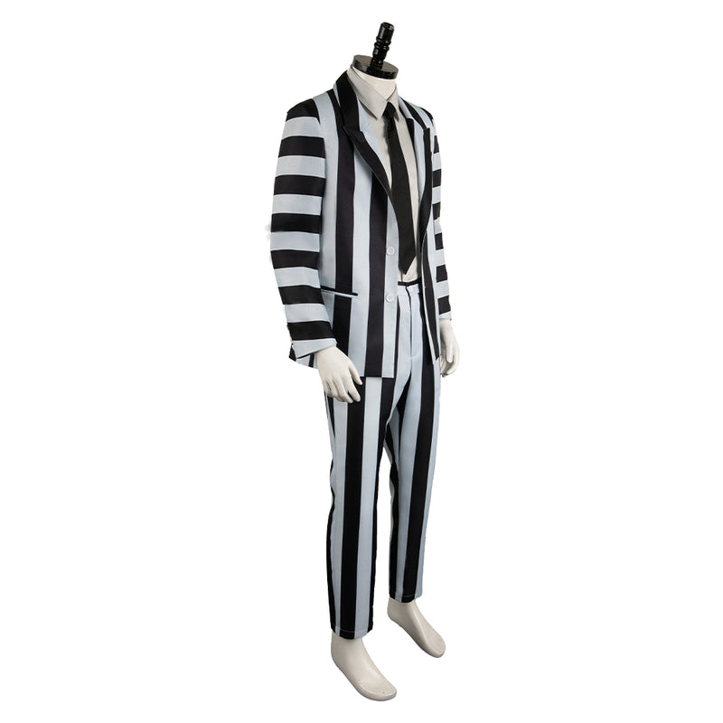 Beetlejuice 2024 Movie Beetlejuice Archmage White And Black Striped Suit Cosplay Costume