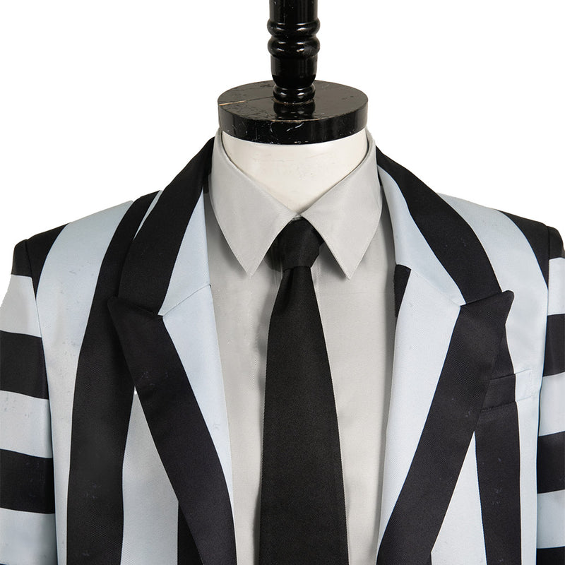 Beetlejuice 2024 Movie Beetlejuice Archmage White And Black Striped Suit Cosplay Costume