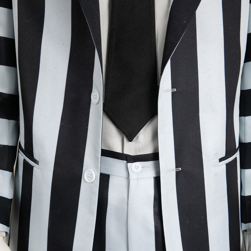 Beetlejuice 2024 Movie Beetlejuice Archmage White And Black Striped Suit Cosplay Costume