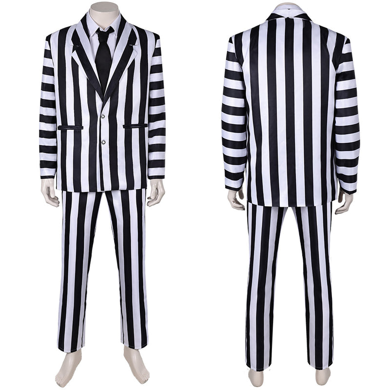 Beetlejuice 2024 Movie Beetlejuice Black and White Striped Suit Party Carnival Halloween Cosplay Costum