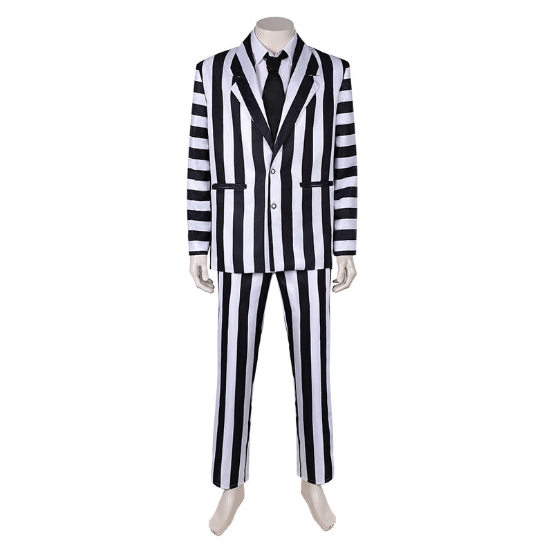 Beetlejuice 2024 Movie Beetlejuice Black and White Striped Suit Party Carnival Halloween Cosplay Costum