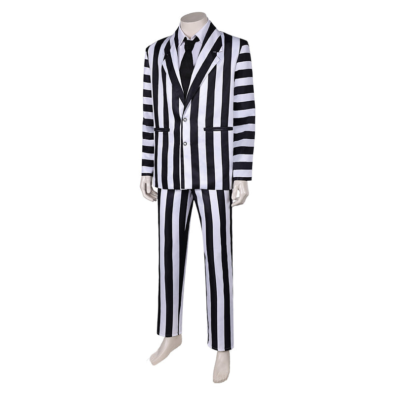 Beetlejuice 2024 Movie Beetlejuice Black and White Striped Suit Party Carnival Halloween Cosplay Costum