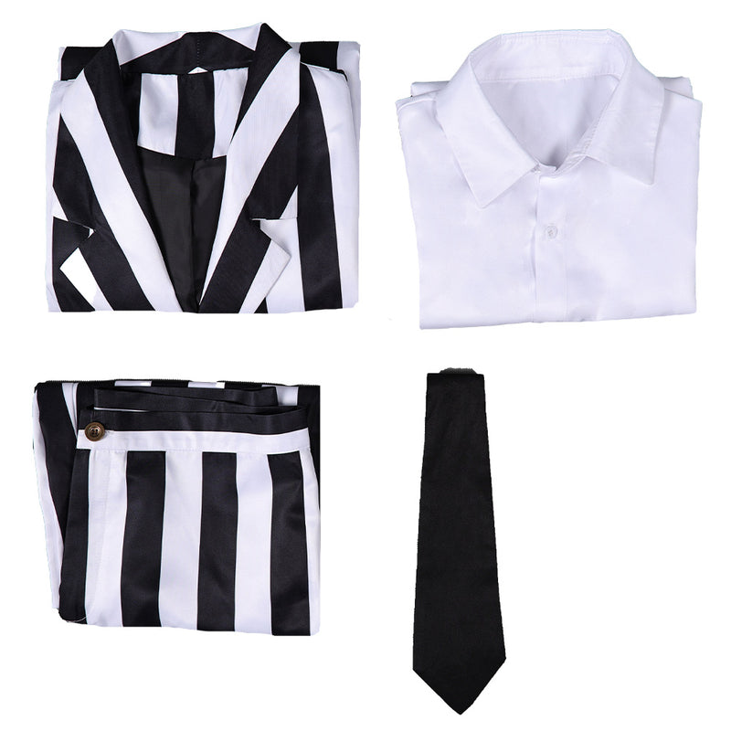 Beetlejuice 2024 Movie Beetlejuice Black and White Striped Suit Party Carnival Halloween Cosplay Costum