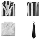 Beetlejuice 2024 Movie Beetlejuice Kids Children White And Black Striped Suit Cosplay Costume